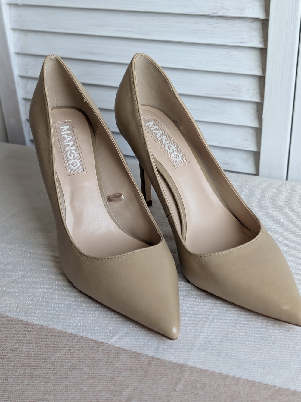 Mango Women's Nude Pointed-Toe High Heels